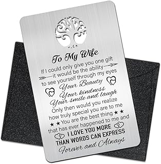 To My Wife I Love You More Than Words Can Express Wallet Card, Engraved Wallet Insert Card Love Note from Husband for Wife, Wedding Birthday Anniversary Christmas Gifts, Love Gifts for Wife