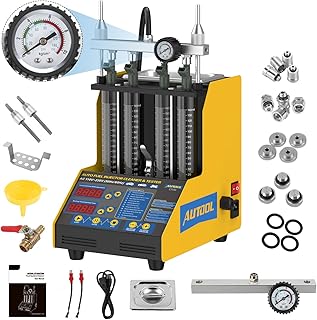 AUTOOL Fuel Injector Cleaner Tester Machine, Ultrasonic Fuel Injection Cleaner 4 Cylinder for Gasoline Injectors, Digital Display, 3 Cleaning Functions 10 Test Modes