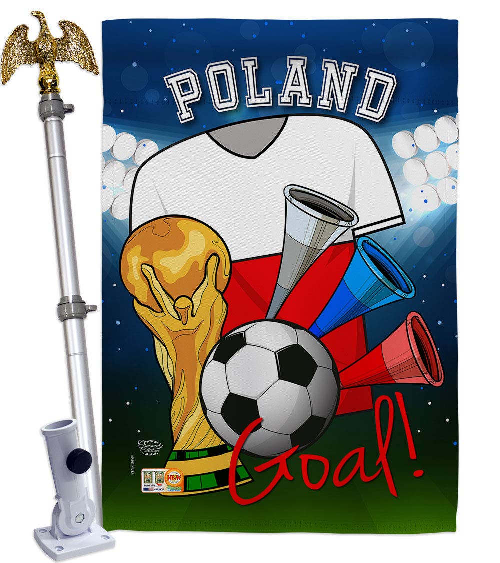World Cup Poland Soccer House Flag Eagle Set Sports Game Goal Ball Football Entertainment Activity Physical Small Decorative Gift Yard Banner Made In