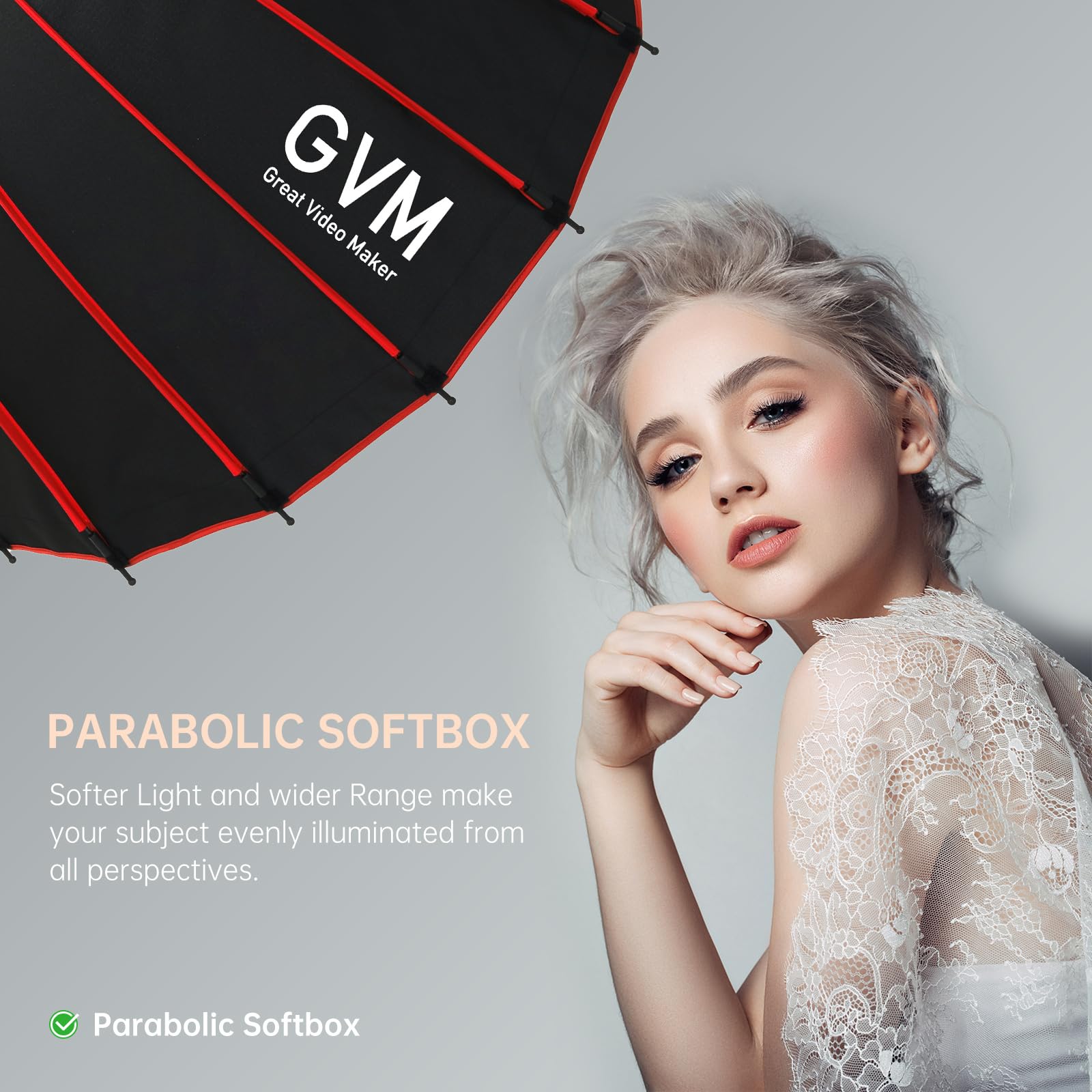 GVM Boîtes à Lumière éclairage Monture Bowens, Boîte à Lumière à dégagement Rapide Compatible avec PRO-SD200B/SD300B/SD400B/SD500B/SD650B/ et Autres éclairages à Monture Bowens Photographie en Studio