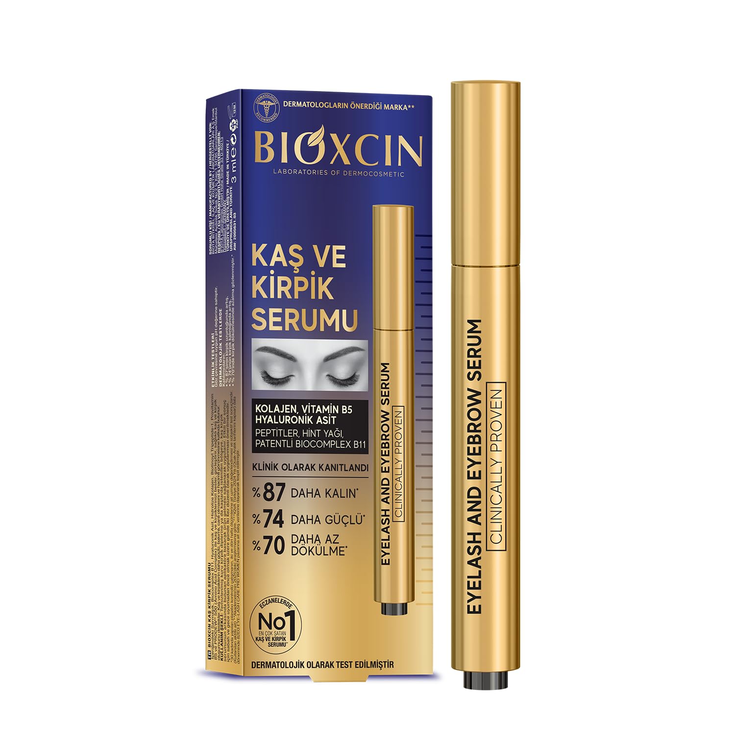 Bioxcin Eyebrow and Eyelash Serum with Collagen and Hyaluronic Acid 3 ml