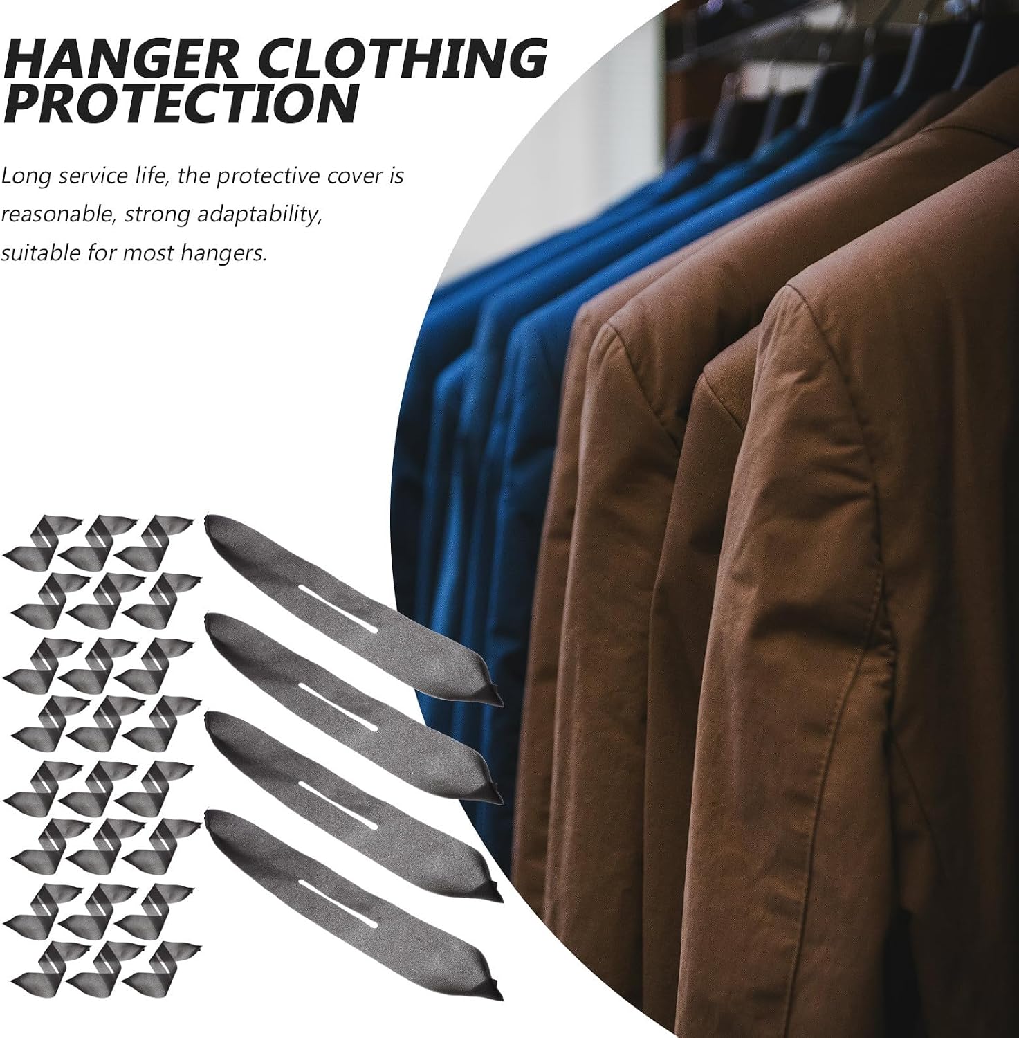 HANABASS Hanger Sponge Cover Anti-Skid Clothes Hanger Accessory Foam Sleeve Protector for Closet Organization Moth Protection Lightweight 16.14 X 2.75 X 0.11 in