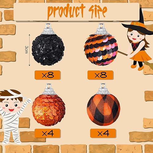 Miniatura 2 de 24 piezas de decoración de bola pequeña de otoño, 1.2 in1.18 pulgadas, bola colgante de bola decorativa para otoño, fiesta de Acción de Gracias,