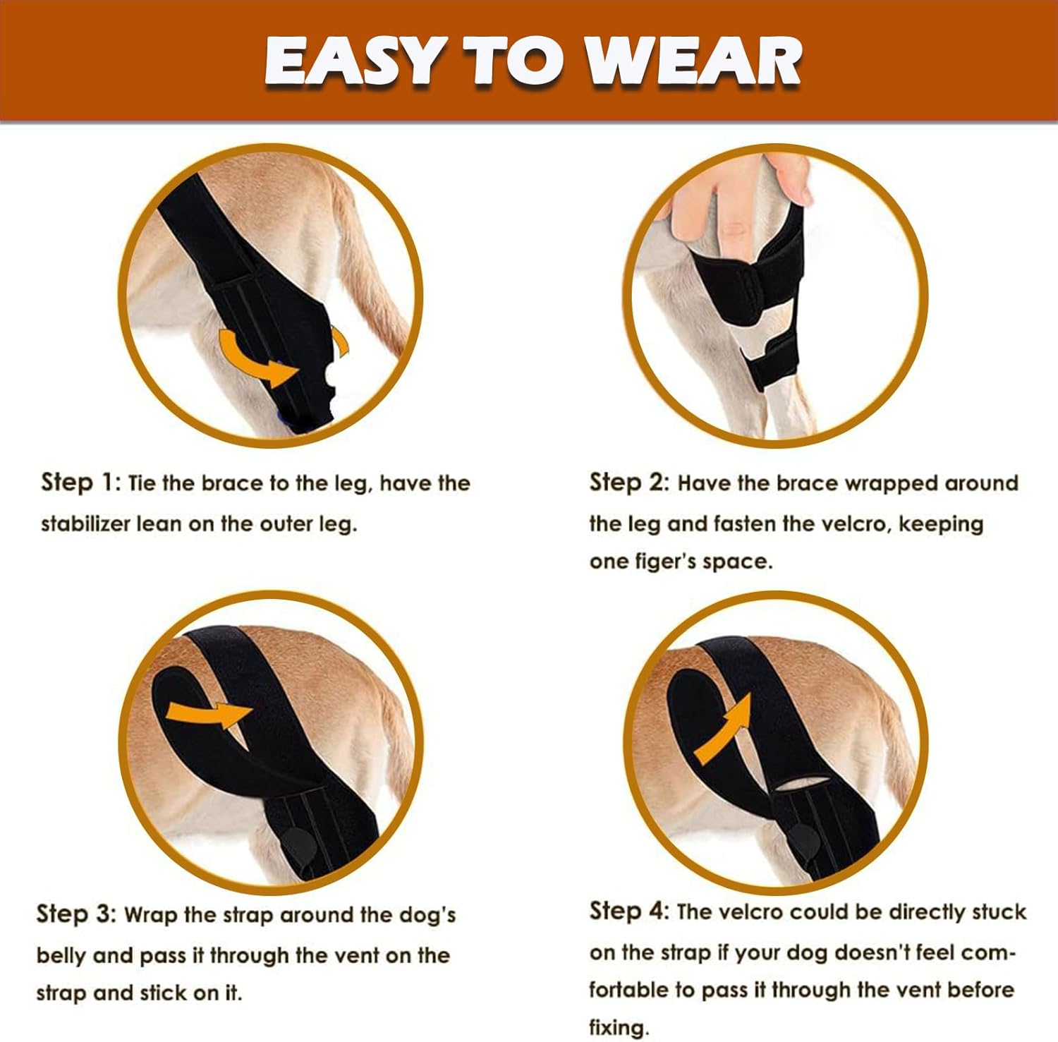 Dog Knee Brace for Torn ACL Hind Leg, Front Back Leg Support with Side Stabilizers Vet-Recommended Dog Joint Protection Arthritis Pain Relief Recovery Brace for Small Medium Large Dogs