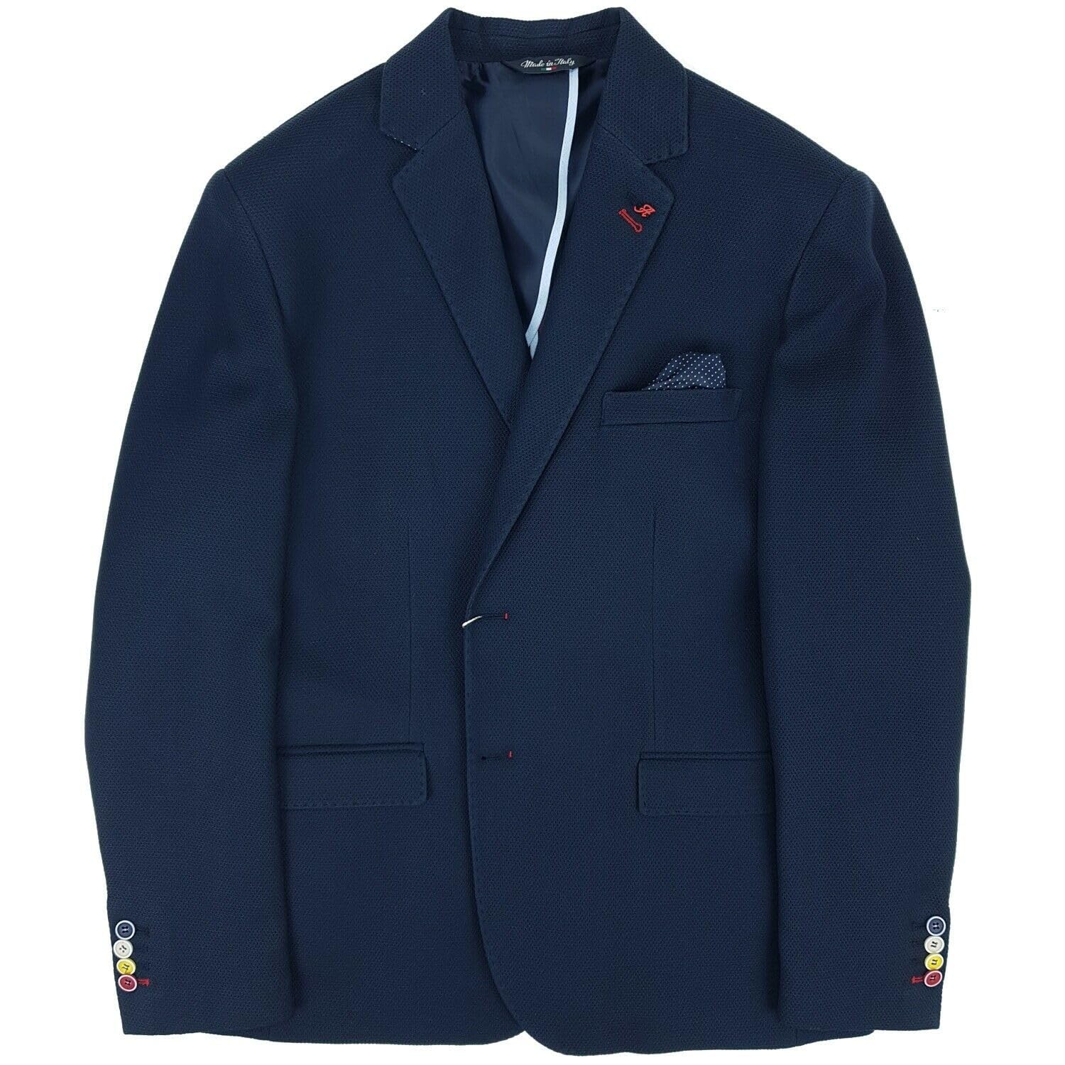 Alfio Collection Giacca Uomo Elegante Blu Abito Cotone Elasticizzata Slim Fit Italiana da 52 a 60