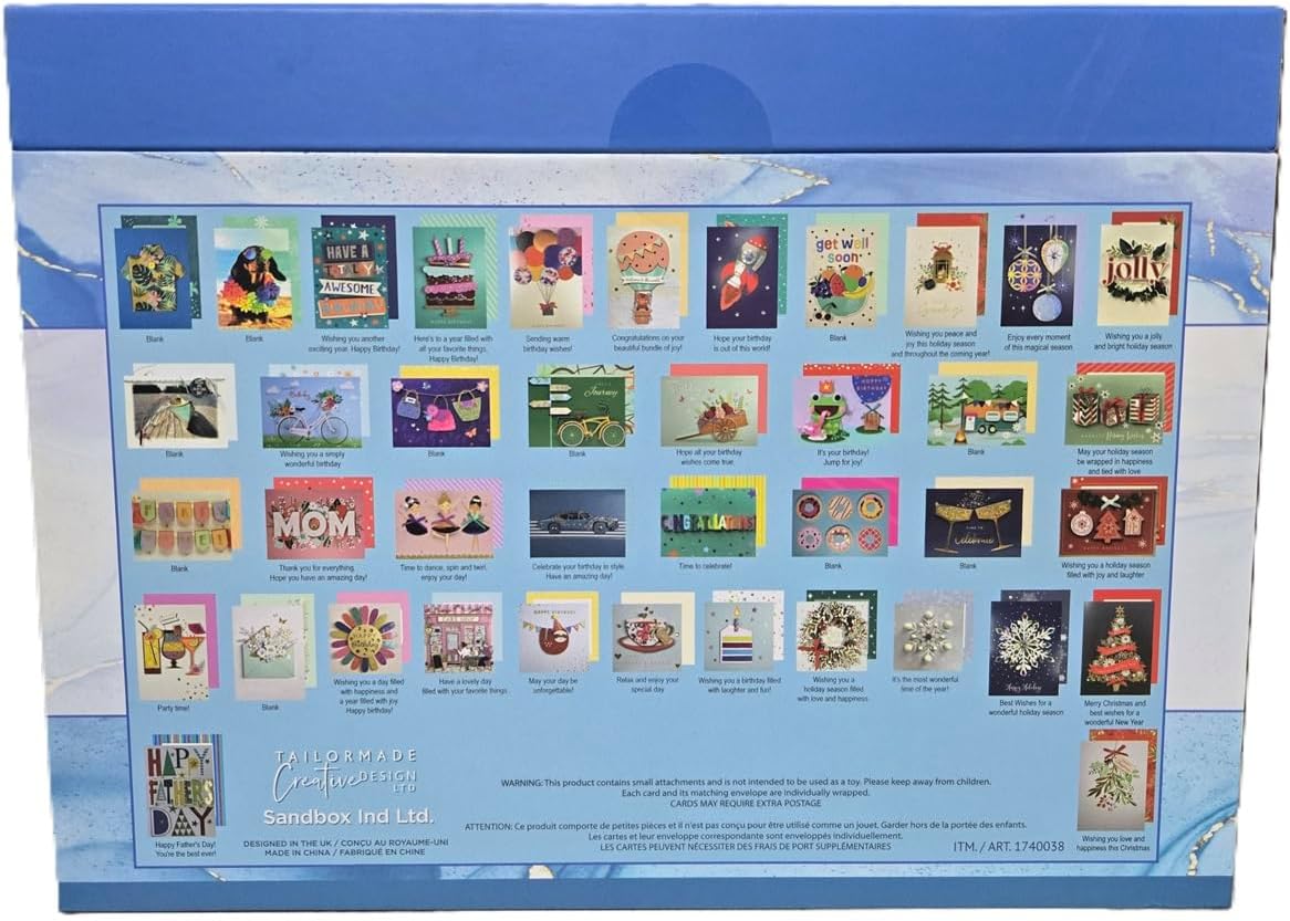 Tailormade Hand Crafted Greeting Card Collection, 40 Cards, All Occasion & Holiday Designs