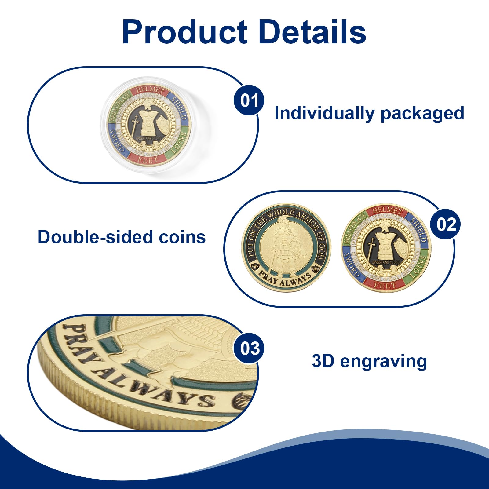 Armor of God Coins - Faith Challenge Coins -3