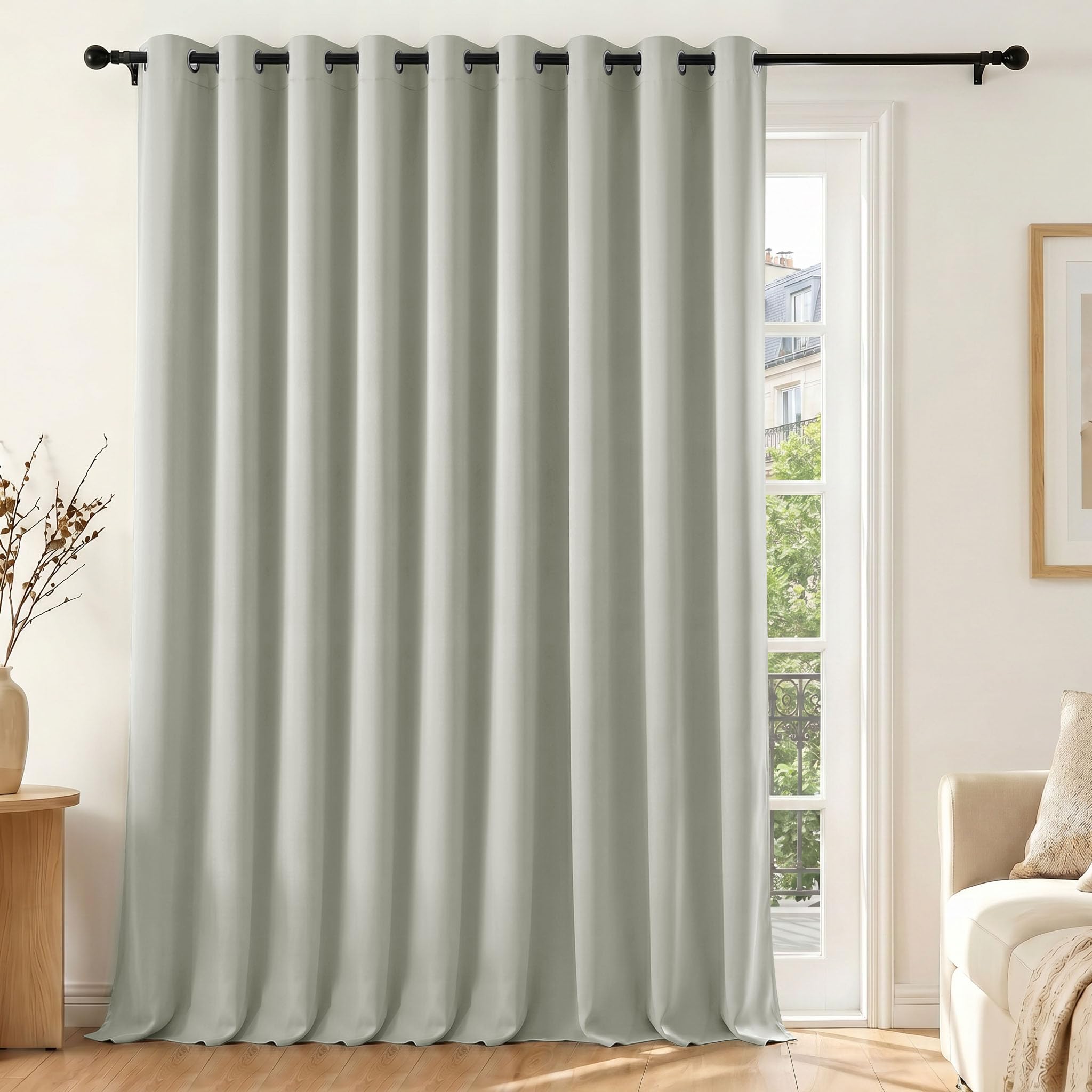 Deconovo Tenda Oscurante per Interni con Occhielli, 1 Pannello 300x220 cm, Tenda Termica Isolante per Camera da Letto e Soggiorno, Drappeggio Morbido ed Elegante, Grigio Ghiaccio