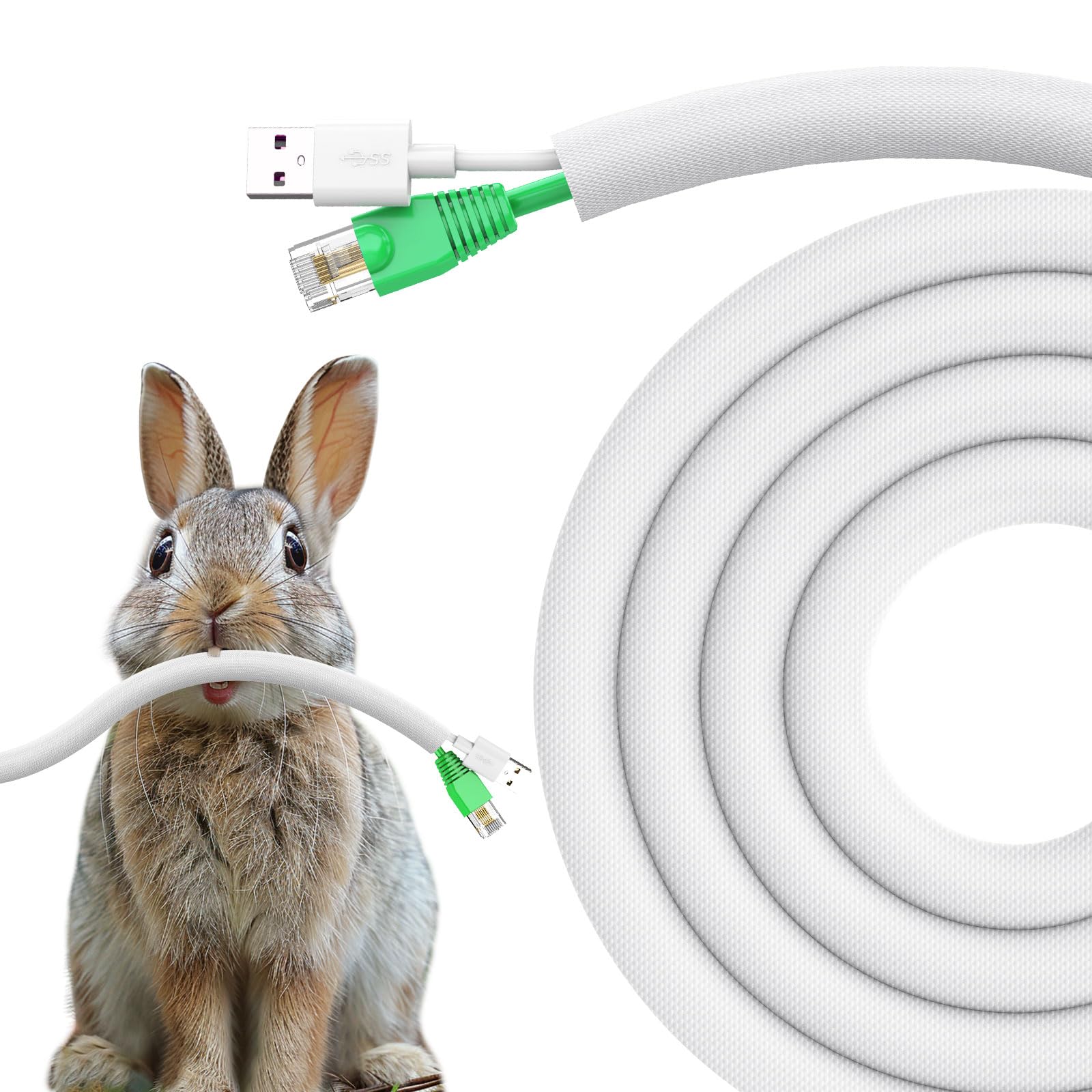 REFLYING Dog and Cat Cord Protector 3 Meters-9.5mm, Cable Tidy Sleeve, Protect Wires from Pets Chewing
