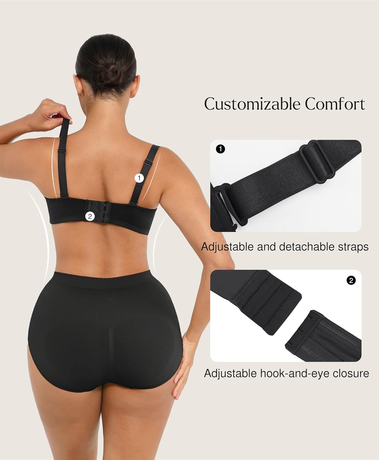 Popilush Strapless Bras for Women Push Up Underwire Bra with Detachable Straps Multiway Bralette - Image 6