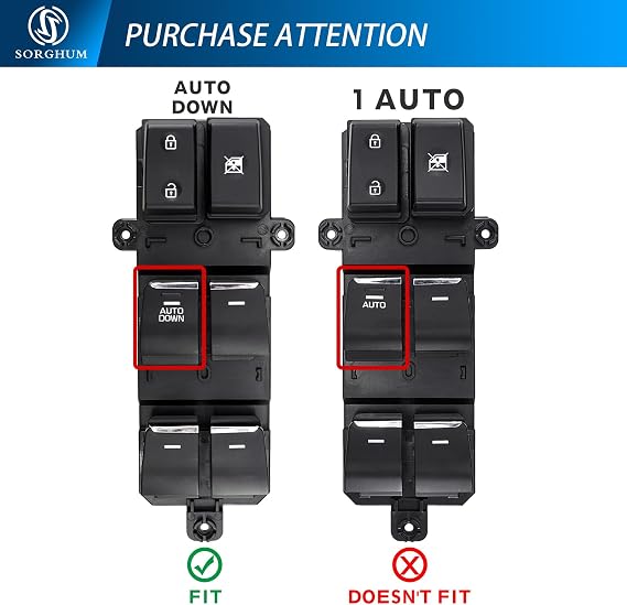 Sorghum Power Window Switch Driver Side - Master Window Switch Compatible with 2016-2021 Hyundai Tucson L4 1.6L/2.0L/2.4L 18 Pins Replace# 93571-D3050 93570-D3050 93570-D30504X 93571D3050