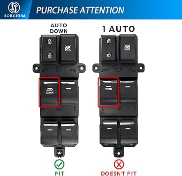 Sorghum Power Window Switch Driver Side - Master Window Switch Compatible with 2016-2021 Hyundai Tucson L4 1.6L/2.0L/2.4L 18 Pins Replace# 93571-D3050 93570-D3050 93570-D30504X 93571D3050