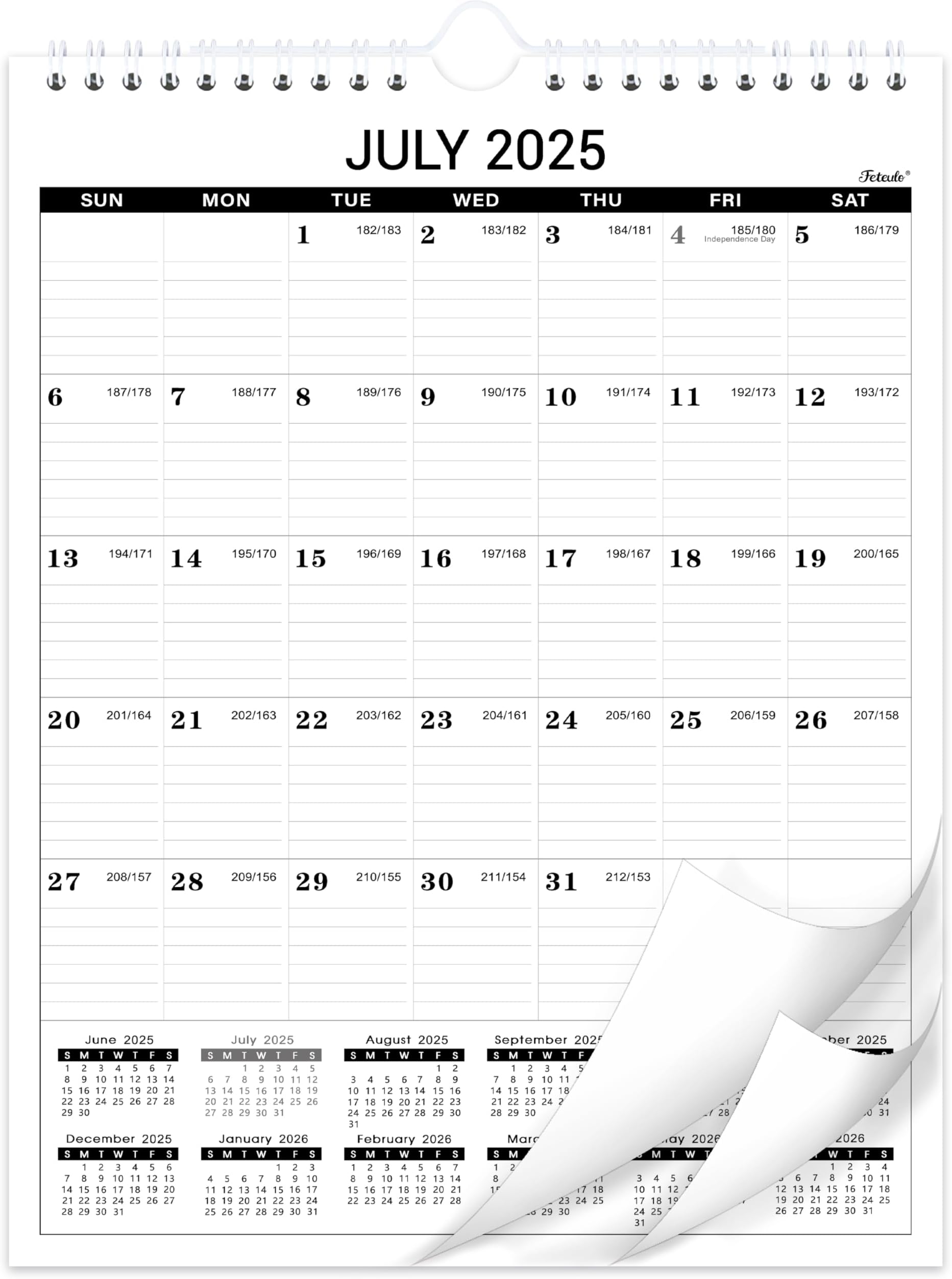 20252026 Wall Calendar 18 Months Large Wall Calendar