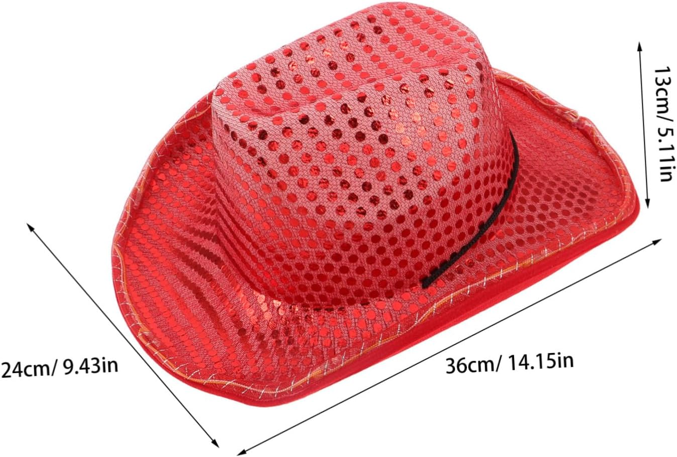 LIOOBO Xmas Halloween Sequin Cowboy Hat for Women, Sparkly Western Costume