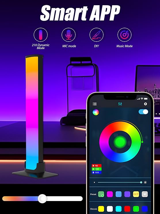 StoneBanks 2Pack Smart RGB LED Light Bar for TV, Multi-Colored WiFi Light Bars Compatible with Alexa and Google Assistant, Scene and Music Modes Lighting for Gaming, Pictures, PC, Room Decoration