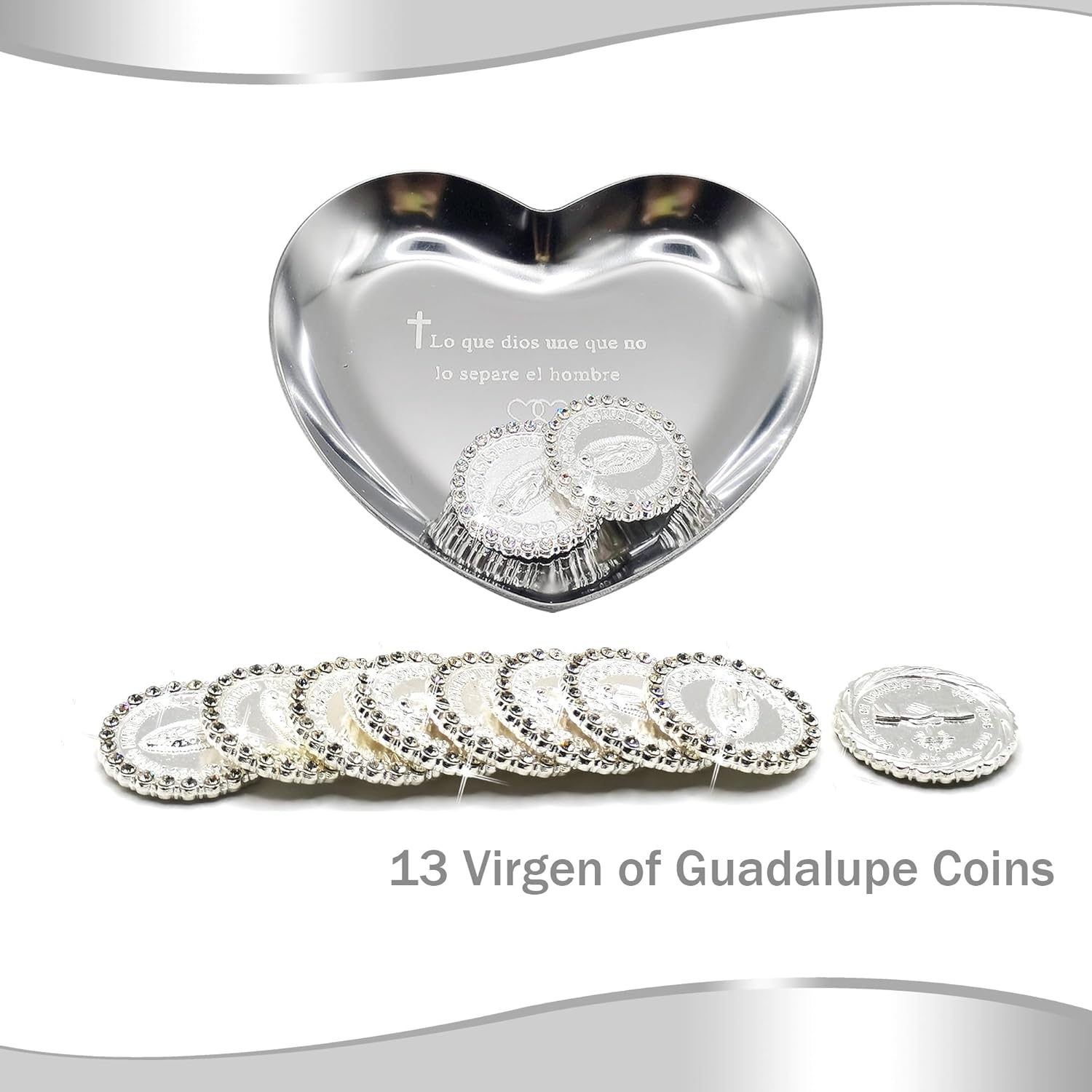 Arras Para Boda Catolica, Wedding Arras Coins Set, Arras De Boda Cristiana, Regalos de Matrimonio (Silver)