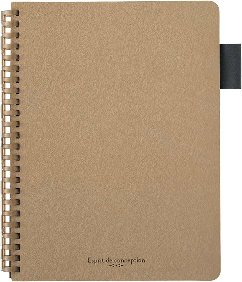 Lihit Lab N2993-9 Open Ring Notebook, Synthetic Leather, A5, Brown