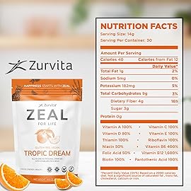 Zurvita - Zeal for Life 30-Day Wellness Bag - Tropic Dream Flavor, Daily Nutritional Supplement for Vitality, Immunity, & Overall Wellness - 420 Grams