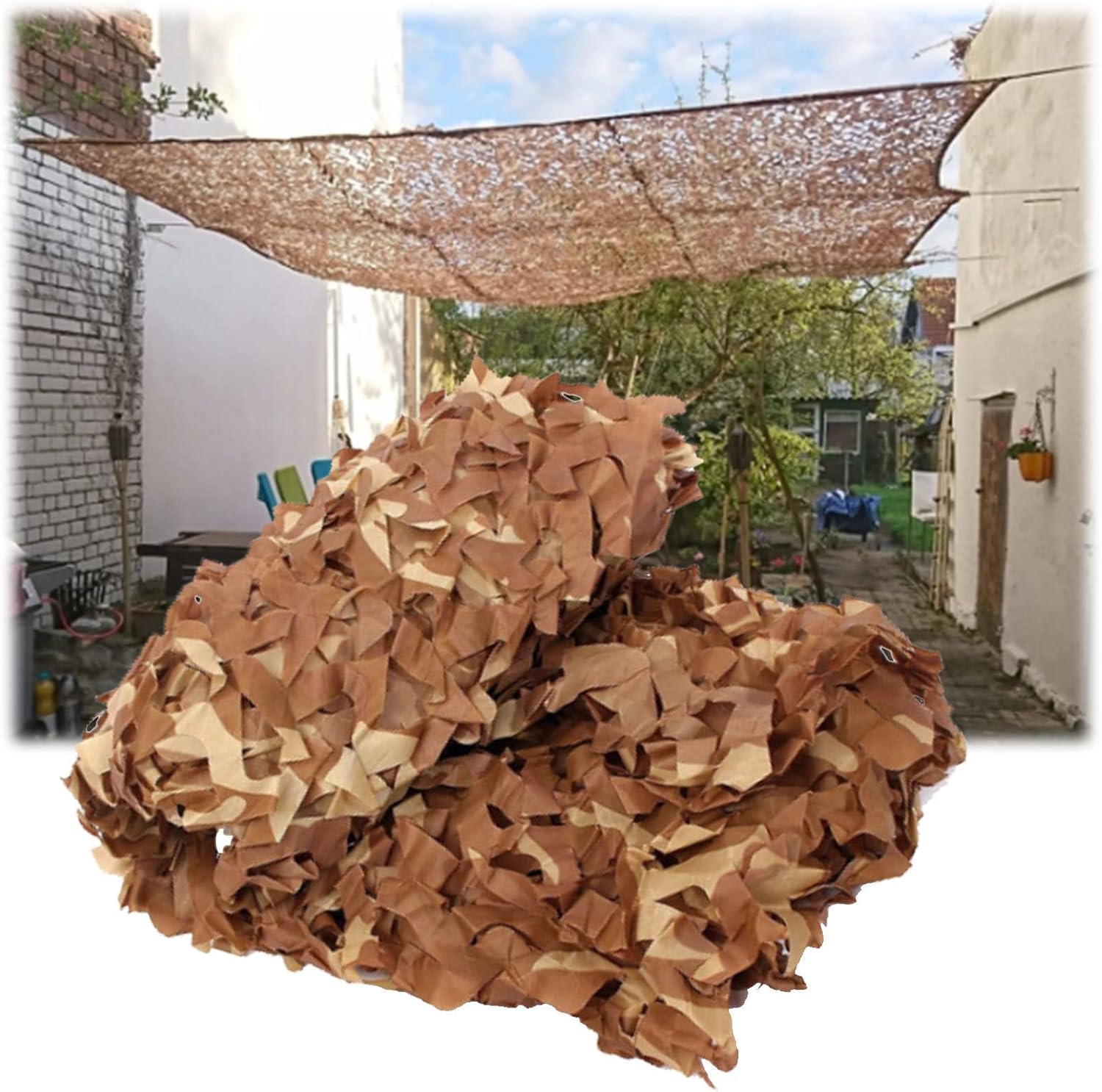 Jolan Sunscreen Camouflage Netting,Desert Reinforced Camo Netting,Military Net,Camping,Hunting,Army,Party Decoration,Car Cover Camouflage Net,Garden Pergola Patio Shade Net,Desert-1.5x6m(4.9x19.7ft)
