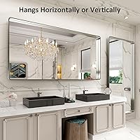 Vista 265 de LOAAO - Espejo de baño con marco de metal negro de 28x36 pulgadas para pared, espejo de tocador de baño negro mate estilo granja, antióxido, se