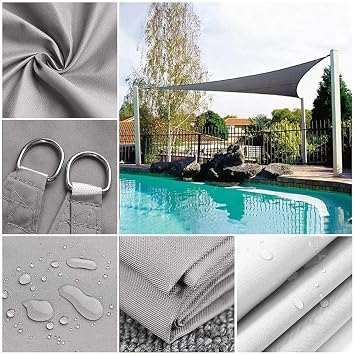 Garden Sail Canopy, Triangle Sun Sail Shade with 3 Ropes, Waterproof, UV Block, Right Angle Garden Shade Sails Sunshade Awnings for Outdoor Patios (Light Blue,3m x 3m x 4.3m)