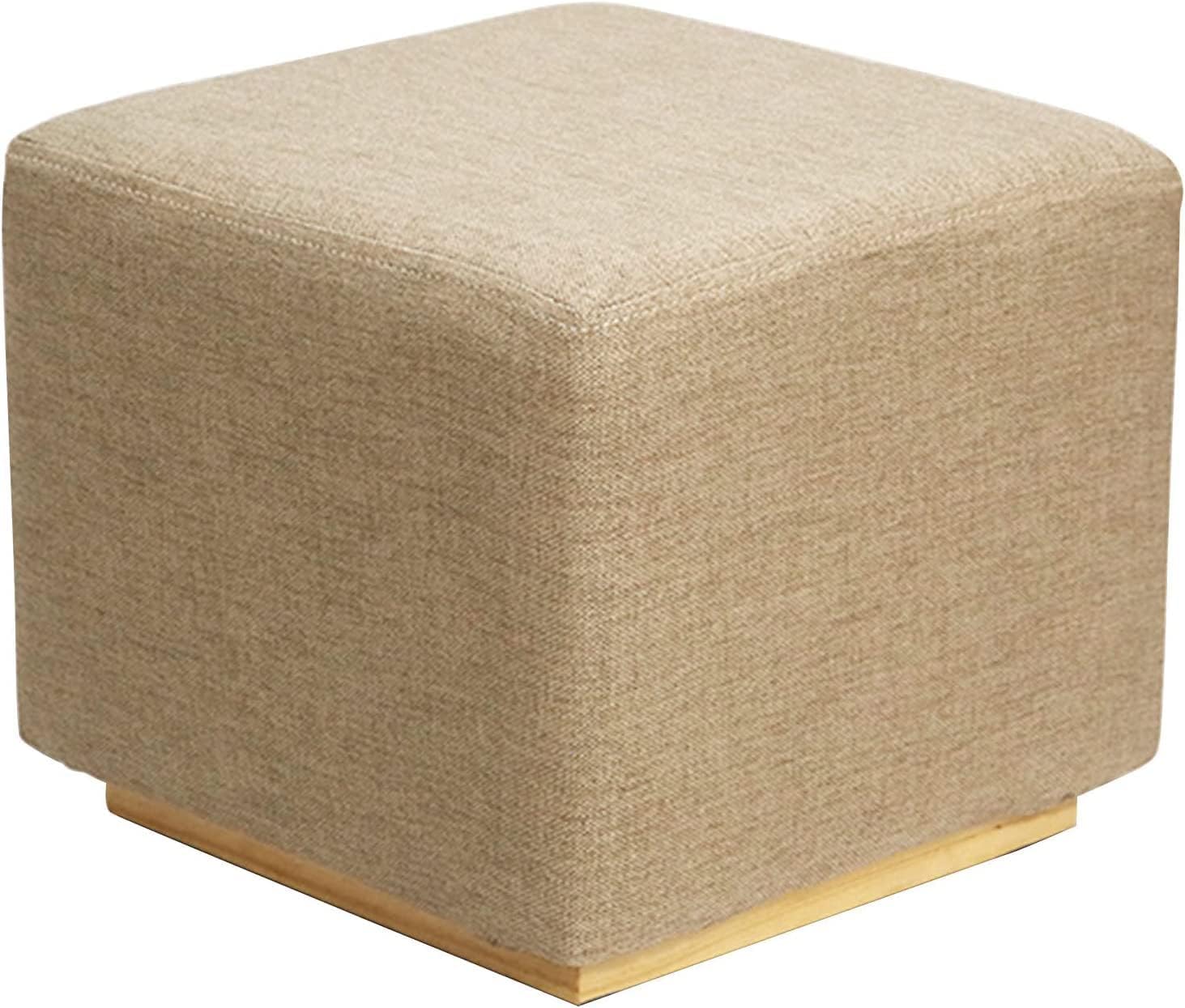 LMMIAOZ Modern Small Footrest with Cushioned Foam Seat for Vanity, Light Khaki Upholstered Square Stool, 34 x 30 cm, Stylish and Comfortable Home Décor Accent