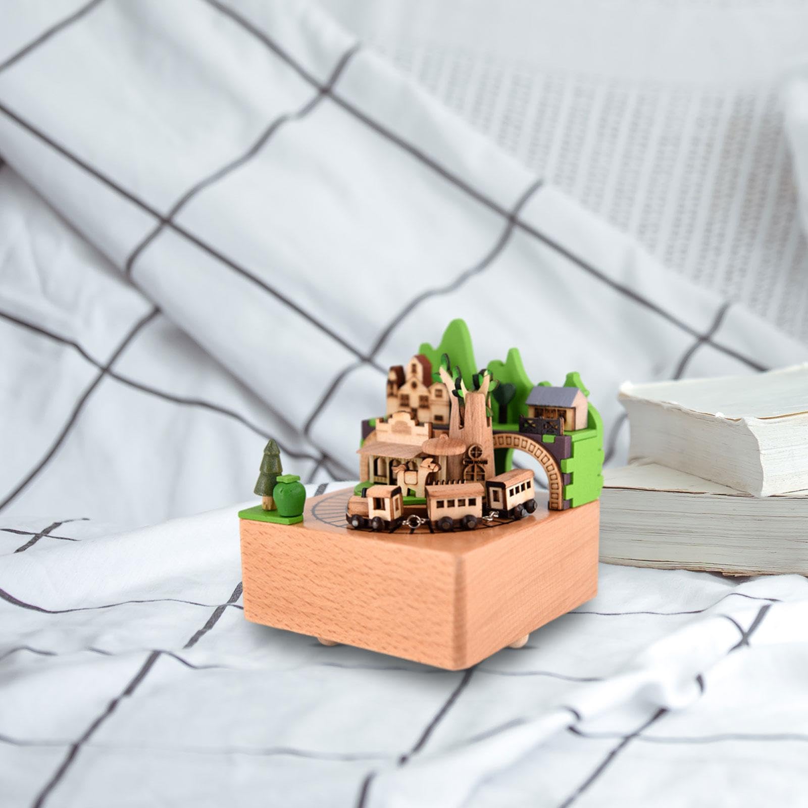 Gralara Caja Musical con Forma de Tren para Ella, Adorno de Mesa, Decoración del Hogar.