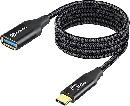 PHIXERO [10Gbps USB C to USB 3.1 Gen 2 Adapter 3.3 FT, USB-C Male to USB-A Female, USB Type C to USB OTG Cable, USB to USB C Adapter Compatible with MacBook Pro/Air, iPad Pro, Samsung Galaxy