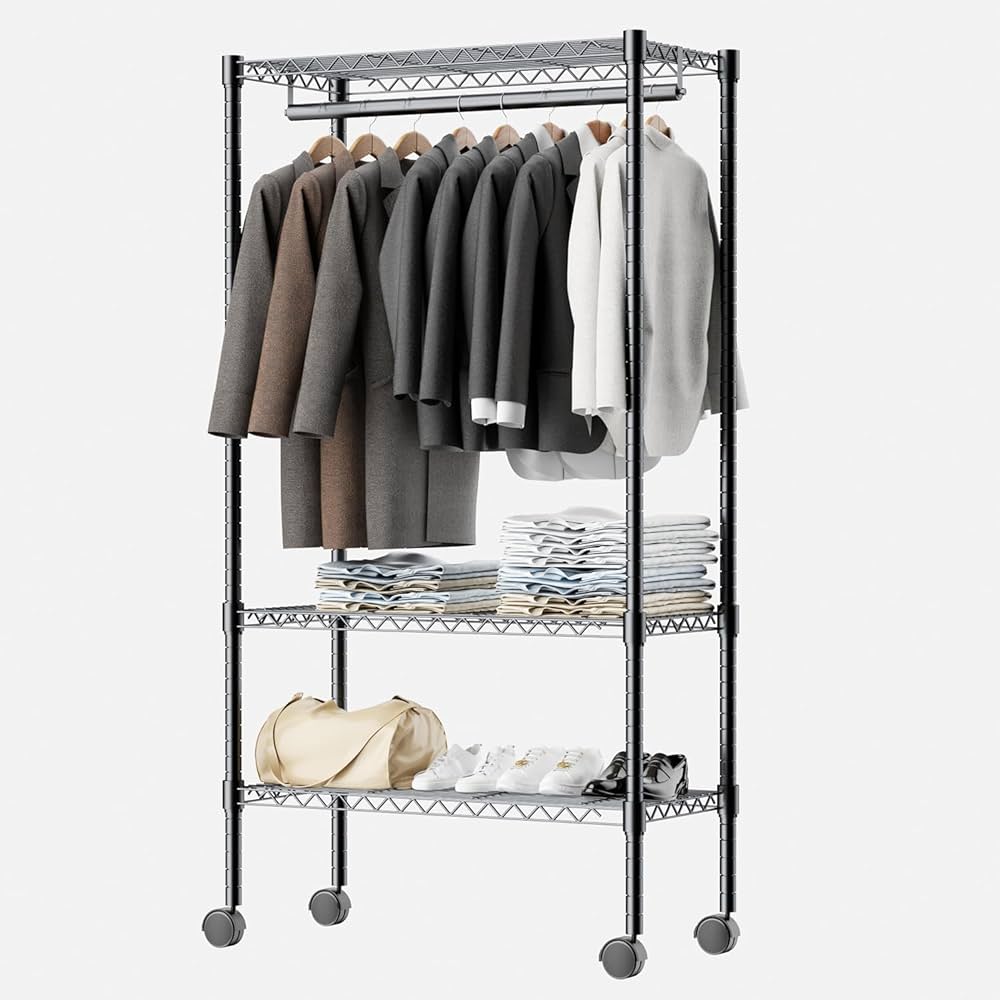 Amazon.co.jp: Luckycoco ハンガーラック 洋服ラック ワードローブ