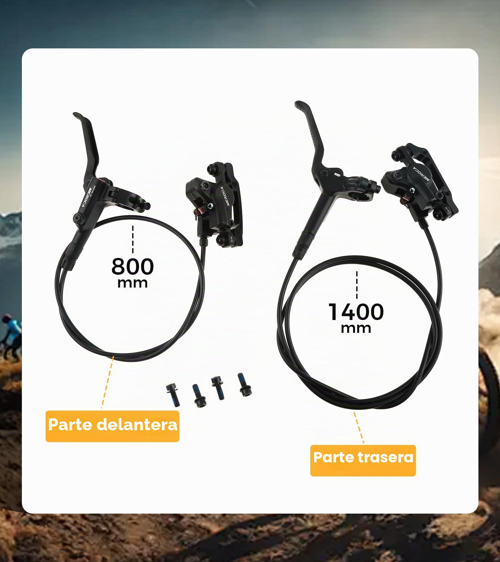 Juego de Frenos Hidráulicos de Bicicleta, Freno HidráUlico de Disco de Aleación de Aluminio para MTB para Bicicleta de Montaña, Delantero 800mm, Trasero 1400mm