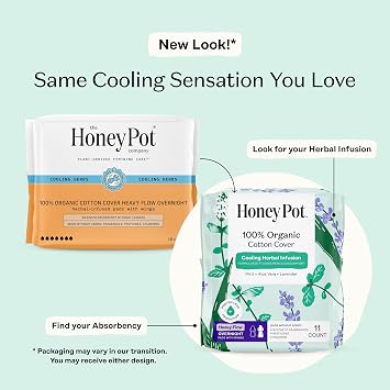The Honey Pot Company - Heavy Daytime & Overnight Bundle - Herbal Pads Insused w/Essential Oils for Cooling Effect & Organic Cotton Cover - Feminine Care - Sanitary Pads for Women