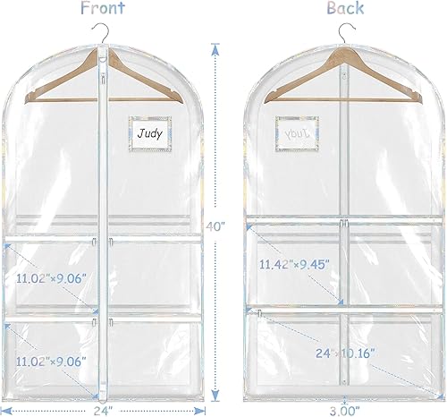 Miniatura 2 de Juego de bolsas transparentes para ropa para viajes, danza, bolsas de ropa para bailarines, bolsas de ropa para colgar ropa, con 6 bolsas medianas