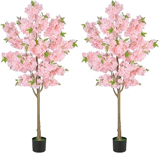 Set Two 5ft Pink Artificial Cherry Trees
