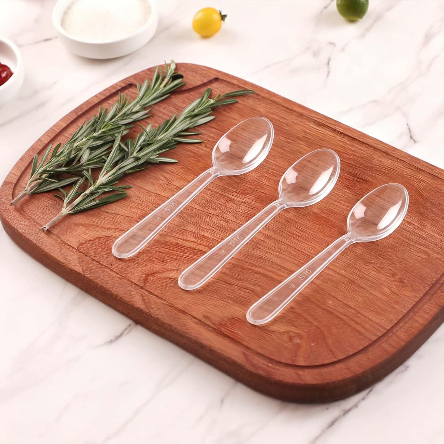 Clear Plastic Spoons Disposable, Plastic Cutlery Utensils Set,