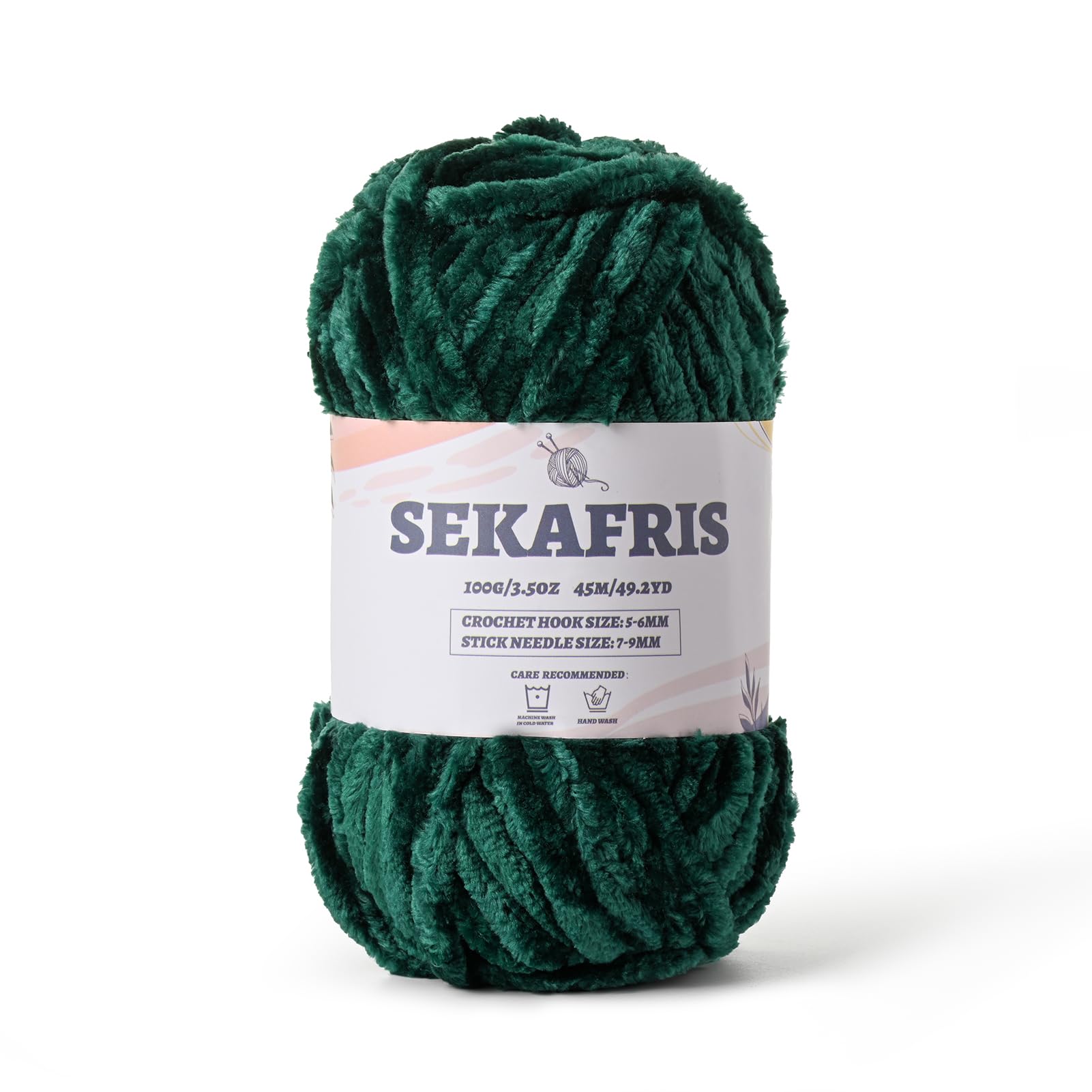 Chenille Velvet Soft Yarn Dark Green 1 Pack