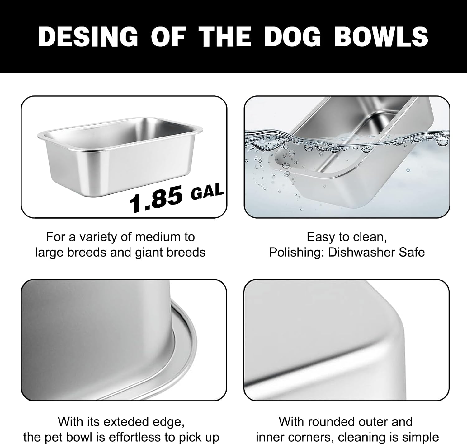 Metal Elevated Dog Bowls – 3 Adjustable Heights (9.2"-12") with 1.85GAL Stainless Bowl, Elevated Dog Bowls Medium/Large Breed, Elevated Dog Water Bowl, Neck & Joint Protection