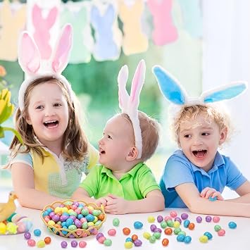 JUNEBRUSHS Easter Eggs Decor, 120 Pcs Glitter Mini Foam Easter Eggs
