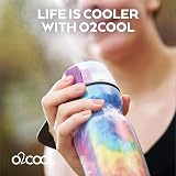 O2COOL 2 Pack Mist N' Sip Insulated Bottle with Fine Misting Function - Tie Dye & Celestial Purple, 20 oz - 9