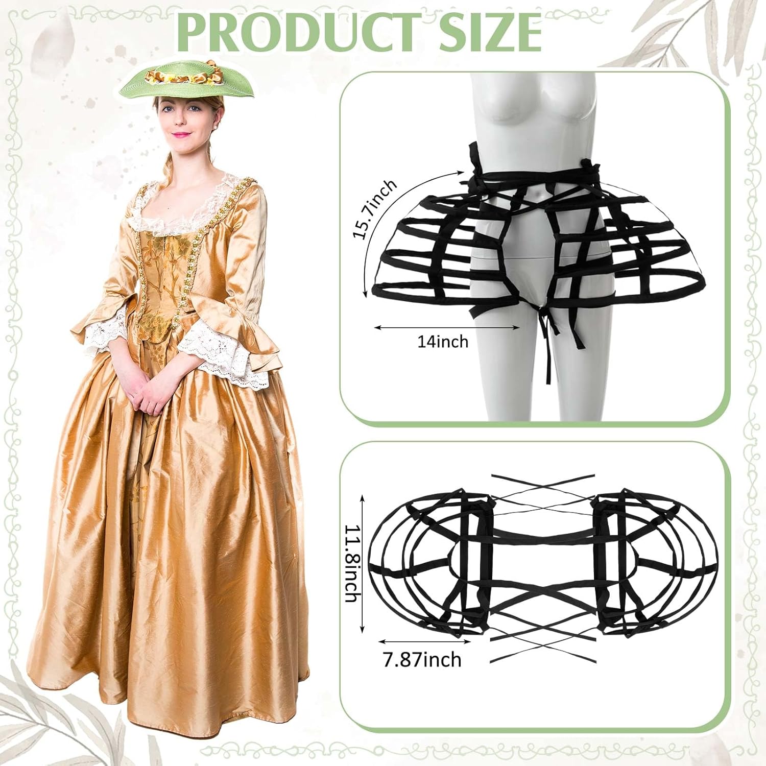 Hercicy Pannier Petticoat Women, Victorian Bustle Cages Hoop Skirt Petticoat for Women Under Dress, Christmas Party Costume - Image 2