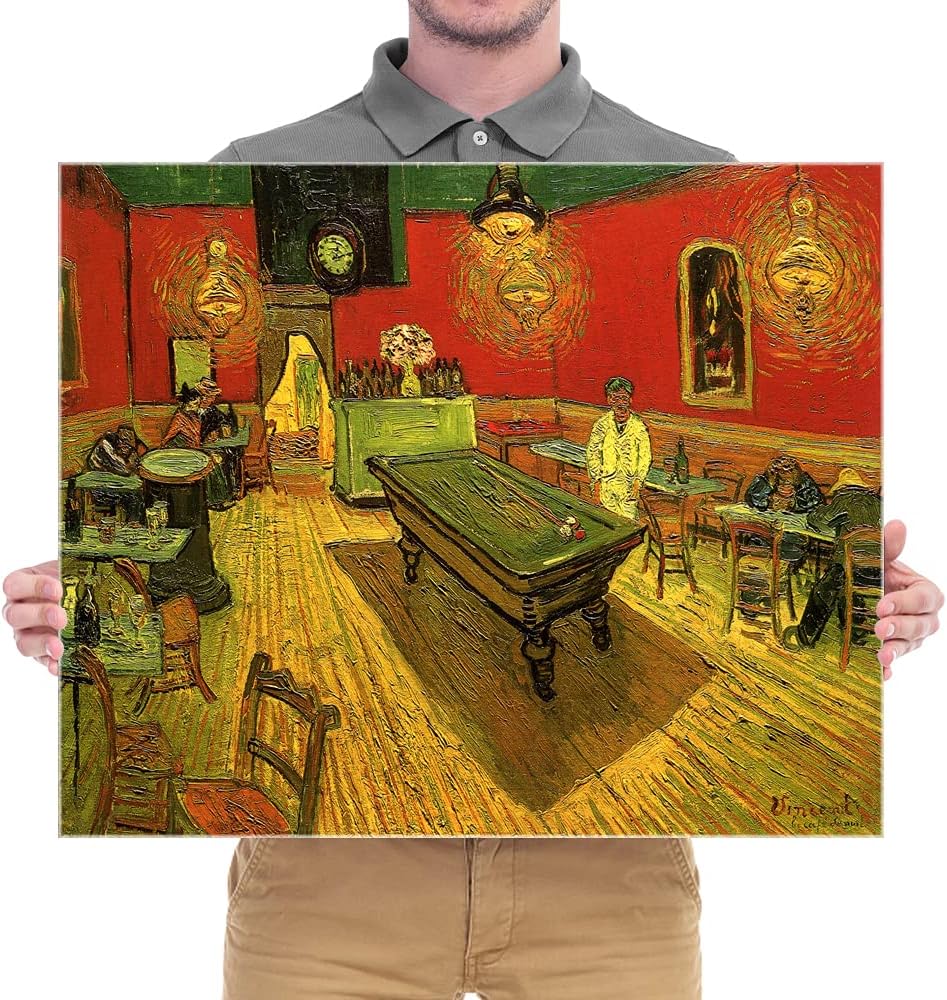 Wieco Art Large Classic Canvas Prints Wall Art The Night Cafe in the Place Lamartine in Arles by Van Gogh Famous Abstract Oil Paintings Reproduction Artwork Giclee Pictures for Home Office Decor
