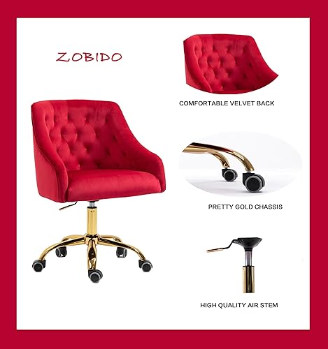 Miniatura 104 de ZOBIDO Cómoda silla de trabajo para la oficina en casa con ruedas, bonita y moderna tapizada de terciopelo con respaldo de concha, silla de