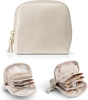 Vlando Small Travel Jewelry Case,Valentines Gifts for Women,Jewelry Pouch Bags with Zipper,Velvet Jewelry Organizer Storage Bag for Bracelet Rings Earring-Cream White