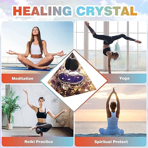 Miniatura 4 de EternalOrgone Galaxia Serie Pirámide de Orgón Esfera de Cristal de Obsidiana con Amatista Natural Piedra de Cristal Resina Orgonita Curaciones