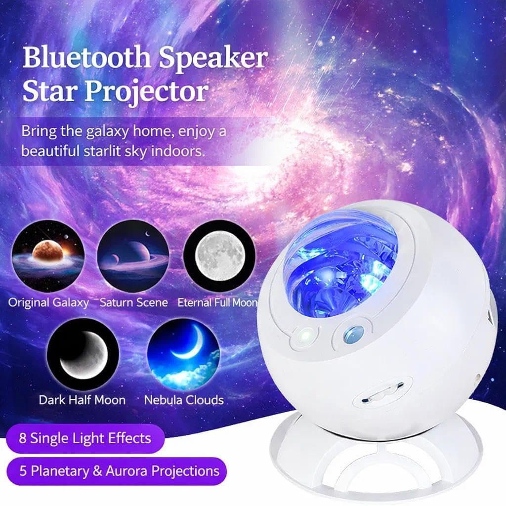 Aurora Light Projector with Bluetooth Speaker, Galaxy Projector for Bedroom, 8 Single Light Effects & 5 Star + Aurora Projections, Remote Control, White Noise, Night Light for Kids Adults