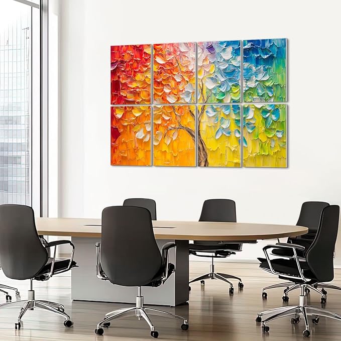 8 Pack Paneles Acústicos de Arte Absorbentes de Sonido con Diseño de Árbol Colorido, 48"x32" miniatura 7