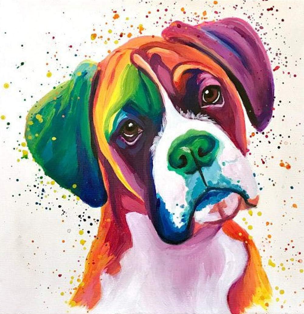 Boxer Dog Pet Dog Animal DIY Painting by Numbers for Adults and Kids Arts Craft for Home Wall Decor - 16 X 20 Inch (Without Framed)