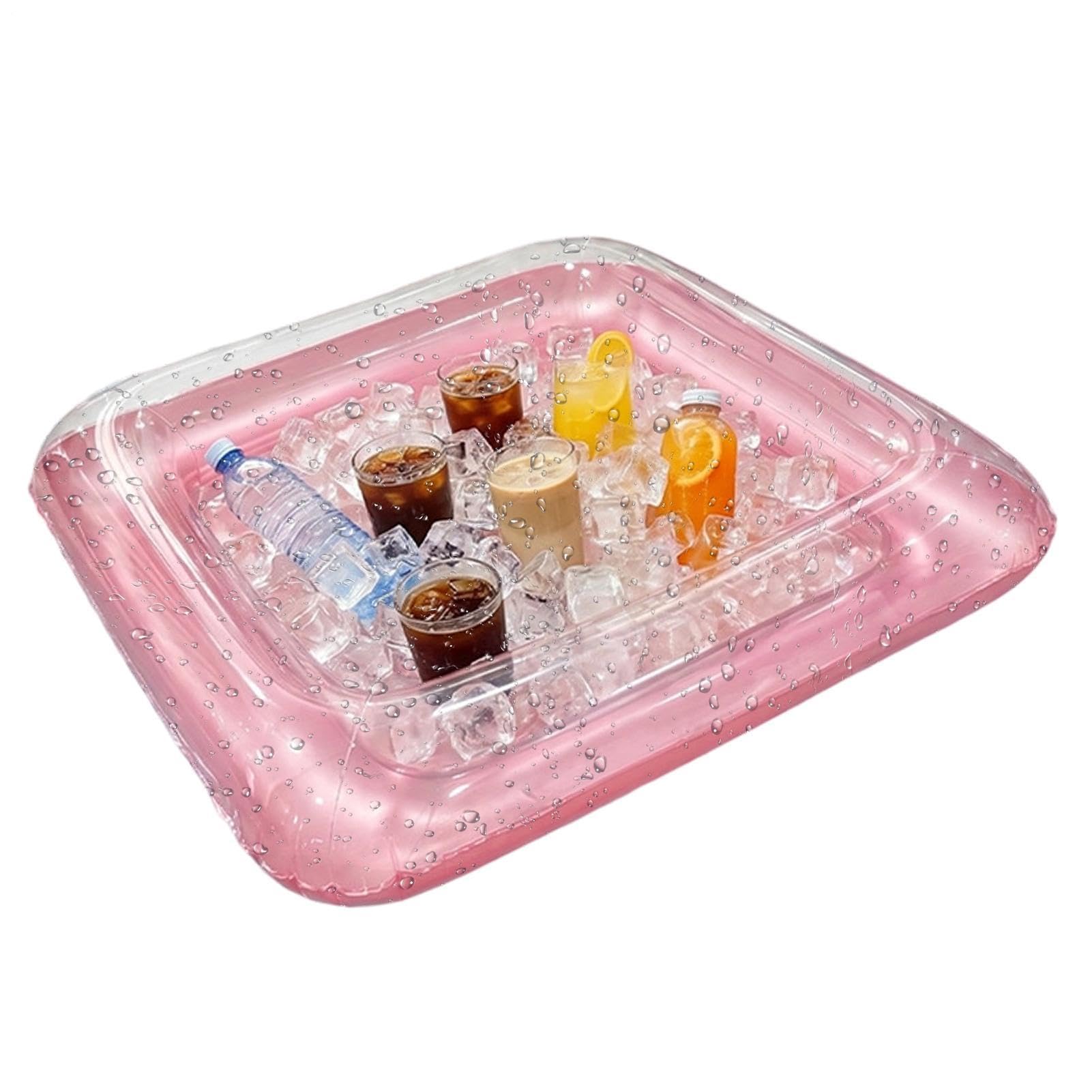 Vassoio Gonfiabile Per Ghiaccio E Cibo Vassoio Quadrato Galleggiante Con | Cooler Gonfiabile Da Tavolo Per Feste In Piscina, , Birra, Bevande, Picnic, Spiaggia, Barca