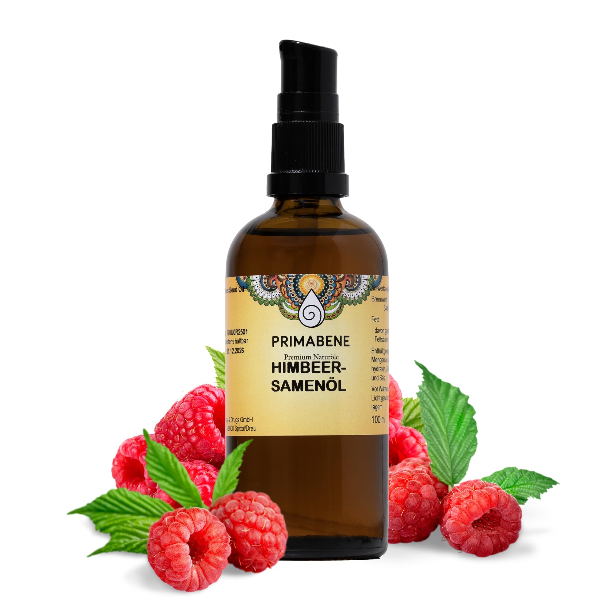 100% Himbeersamenöl - 100ml - rein & kaltgepresstes Himbeersamen Öl für Hautpflege, Haarpflege & Sonnenschutz - Himbeeröl reich an essentiellen Fettsäuren, Antioxidantien & Omega-3
