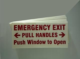 EMERGENCY EXIT Emergency Exit Window Decal 10 pack PULL HANDLES PUSH WINDOW TO OPEN 3.25" X 1.5"