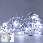 Metaku Globe String Lights Fairy Battery Operated 26ft 60LED with Remote Waterproof Indoor Outdoor Hanging Decorative Christmas for Home Party Patio Garden Wedding